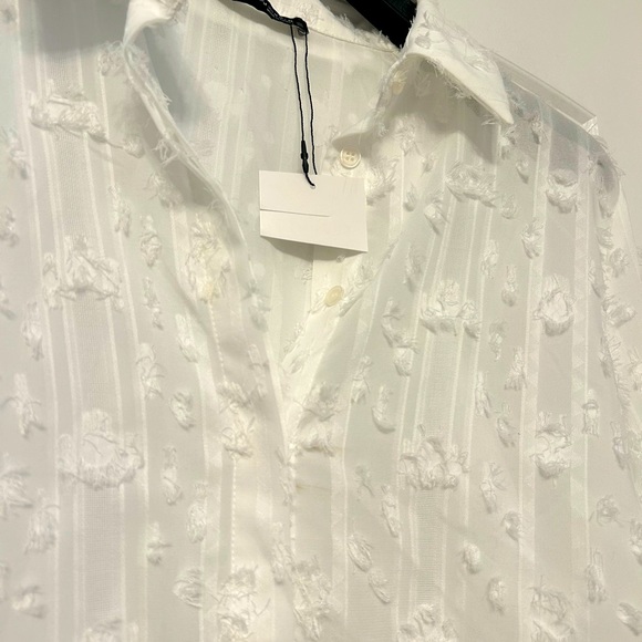 Zara White Floral Appliqué Blouse - Size Medium - Picture 1 of 3